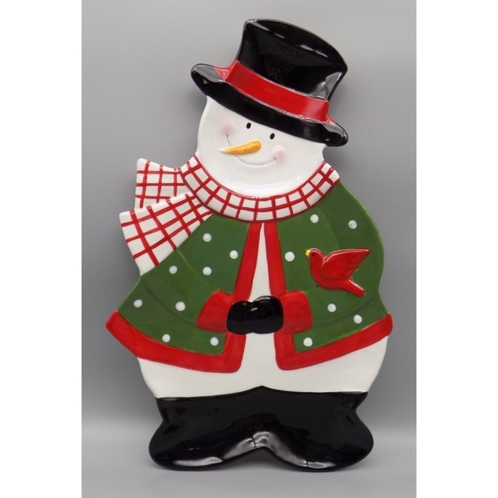 Snowman Holiday Serving Platter Cookie Dish Christmas Snack Treats Harry & David